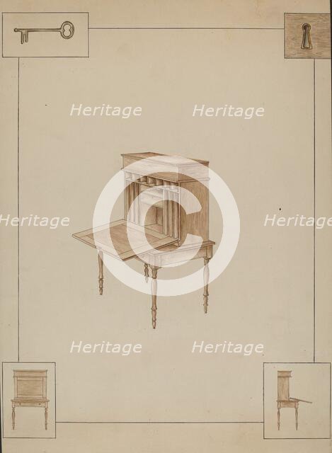 School-master's desk, probably 1938. Creator: Sarah F. Williams.