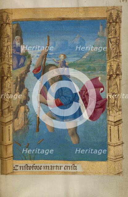 Saint Christopher Carrying the Christ Child; Book of Hours, 1478. Creator: Master of Guillaume Lambert.