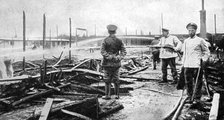 A fire damaged prison camp in Germany, World War I, 1915. Artist: Unknown