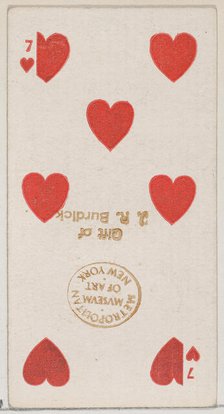 Seven Hearts (red), from the Playing Cards series (N84) for Duke brand cigarettes, 1888., 1888. Creator: Unknown.