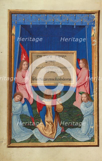 The Worship of the Inscribed Tablet from the Cross, about 1525-1530. Creator: Simon Bening.
