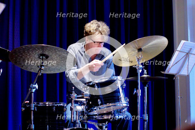 Martin France, Watermill Jazz Club, Dorking, Surrey, 2014.  Artist: Brian O'Connor.