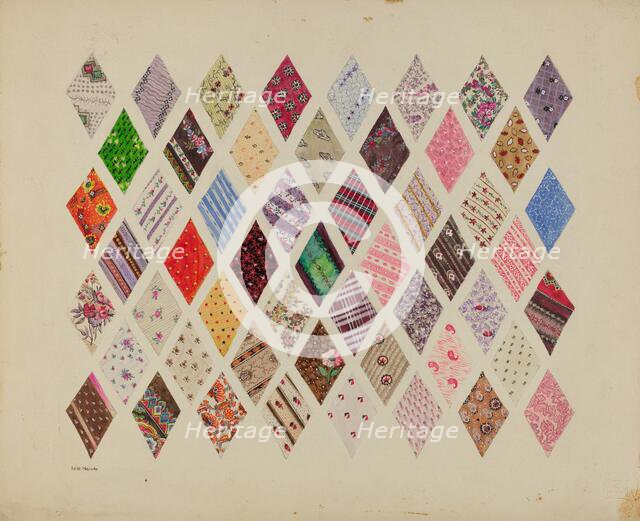 Patches of Diamond Patchwork Quilt, c. 1937. Creator: Edith Magnette.