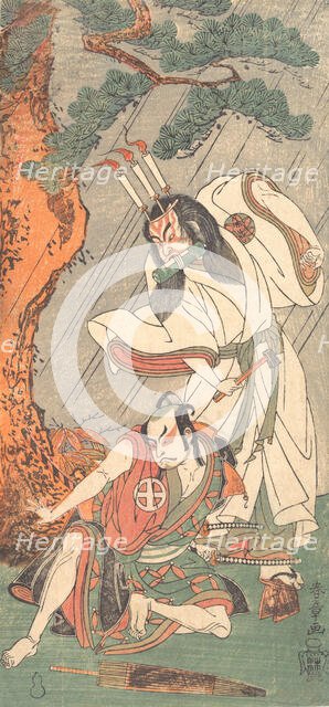 Kabuki Actors Ichimura Uzaemon IX as Ko-kakeyama and Otani Hiroji III as Koga Saburo, ca. 1771. Creator: Shunsho.