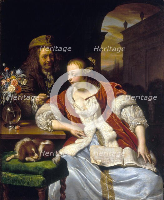 The interrupted song: portrait of the artist and his wife, 1671. Creator: Frans van Mieris.