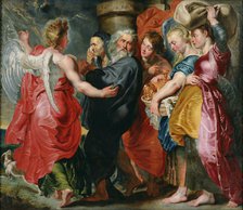 The Flight of Lot and His Family from Sodom (after Rubens), c. 1618. Artist: Jordaens, Jacob (1593-1678)