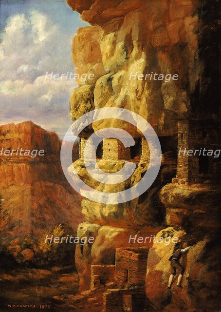 Cliff Houses on the Rio Mancos, Colorado, 1875. Creator: William Henry Holmes.