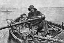 Her First Hand at an Oar - from the picture by M. Renouf, exhibited in the Paris Salon..., 1881. Creator: Goupil and Co.