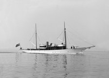 The motor yacht 'Atair' under way, 1914. Creator: Kirk & Sons of Cowes.
