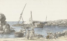View of Taranto and harbour of Luogo Vivo, 1778. Creator: Louis Ducros.