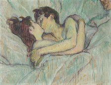 Au lit: Le baiser (In bed: The kiss), 1892. Creator: Toulouse-Lautrec, Henri, de (1864-1901).