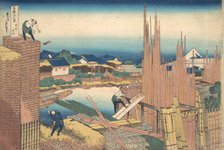 Tatekawa in Honjo (Honjo Tatekawa), from the series Thirty-six Views of Mount Fuji ..., ca. 1830-32. Creator: Hokusai.