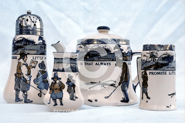 Royal Doulton tableware with illustrations fromThe Rules of Golf, c1909-c1930. Artist: Unknown