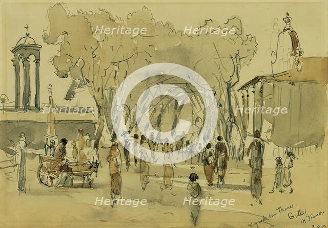 Path to the gate in Point de Galle on Ceylon (Sri Lanka), 1858. Creator: Joseph Selleny.