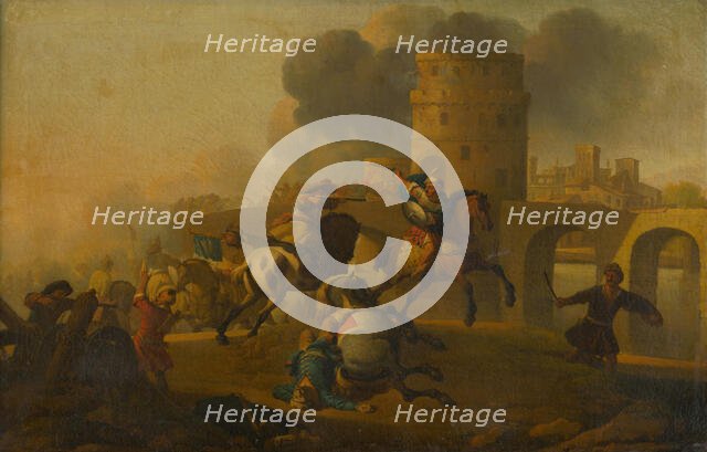 Battle scene (Battle outside the city walls), c1650. Creator: J. von Lochteren.