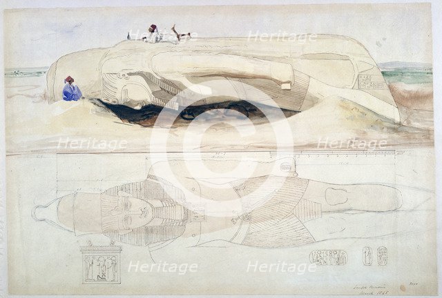 'Colossus of Ramesses II, Memphis', 1845. Artist: William Henry Bartlett