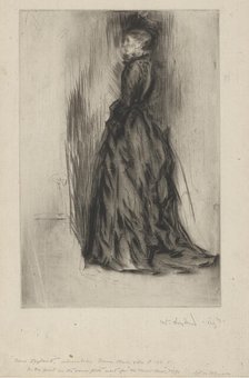 The Velvet Dress (Mrs. Leyland), 1873-1874. Creator: James Abbott McNeill Whistler.