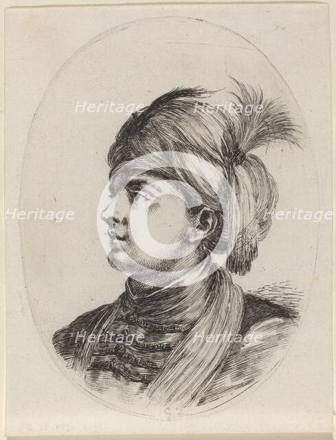 Young Moor in a Feathered Turban, Turned to the Left, 1649/1650. Creator: Stefano della Bella.