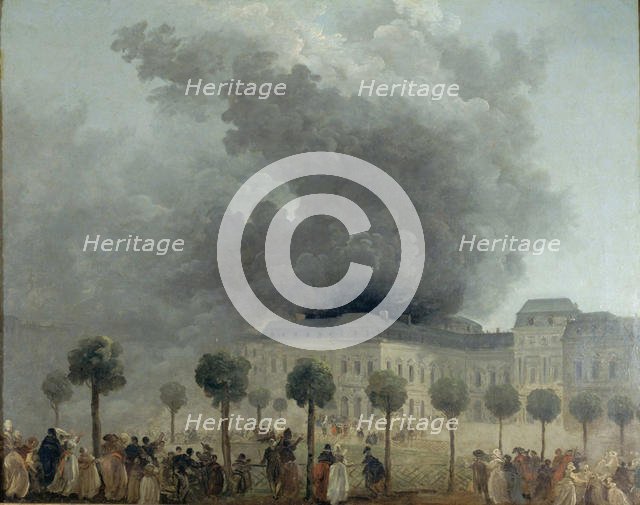 Fire at the Opera House of the Palais-Royal, June 8, 1781, ca 1781. Creator: Robert, Hubert (1733-1808).