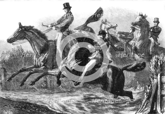 The Horse Show at the Agricultural Hall: the fence and water jumping, 1869. Creator: Unknown.