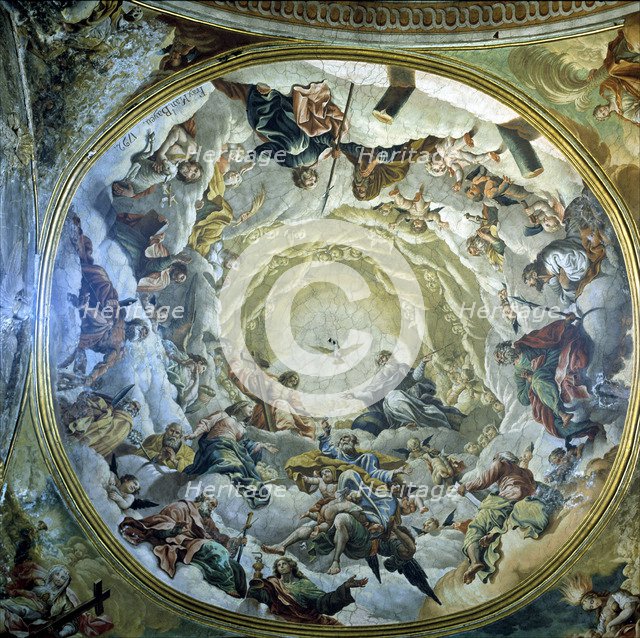 Transept vault decorated with paintings by Fray Manuel Bayeu in the Cathedral of Jaca.