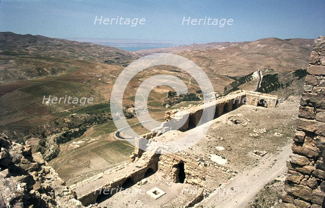 Looking towards the Dead Sea from the castle of Kerak, Jordan.