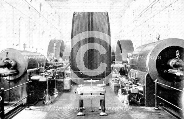 That which "makes the wheels go round": a large engine in an Indian jute-factory, 1909. Creator: Unknown.