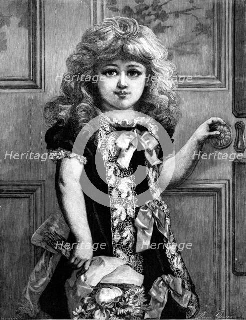 Christmas Morning: A Bouquet For Mamma, drawn by Florence Gravier, 1883. Creator: Eugène Froment.