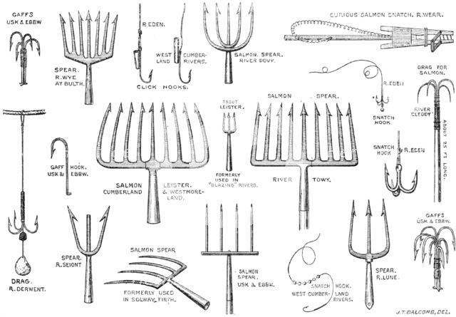 The International Fisheries Exhibition: salmon-poaching implements: Mr. Ffennell's Collection, 1883. Creator: Unknown.