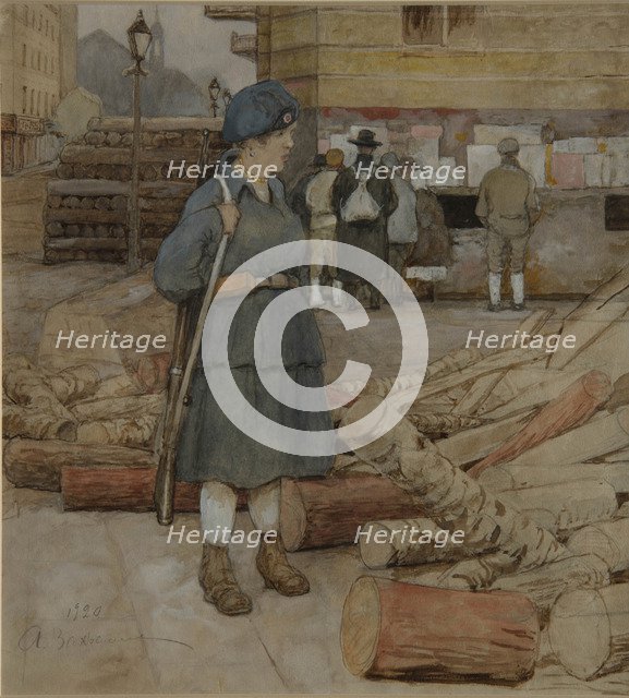 A Militia woman, 1920. Artist: Vakhrameyev, Alexander Ivanovich (1874-1926)