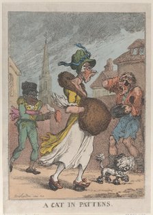 A Cat in Pattens, 1812., 1812. Creator: Thomas Rowlandson.