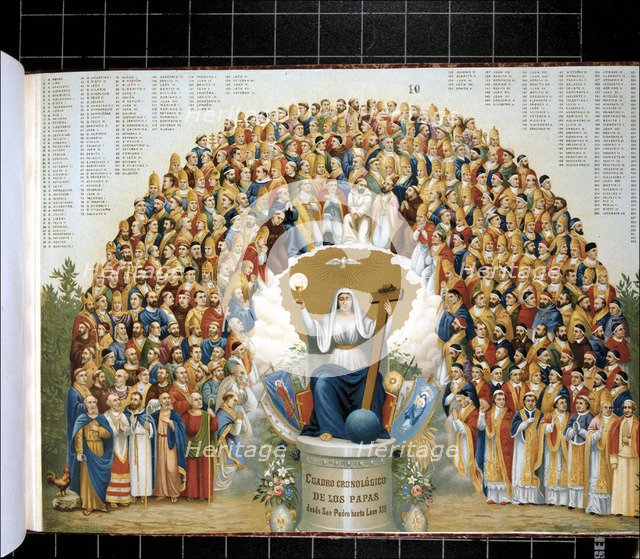 Chronological table of the Popes from Saint Peter to Leon XIII, lithography.