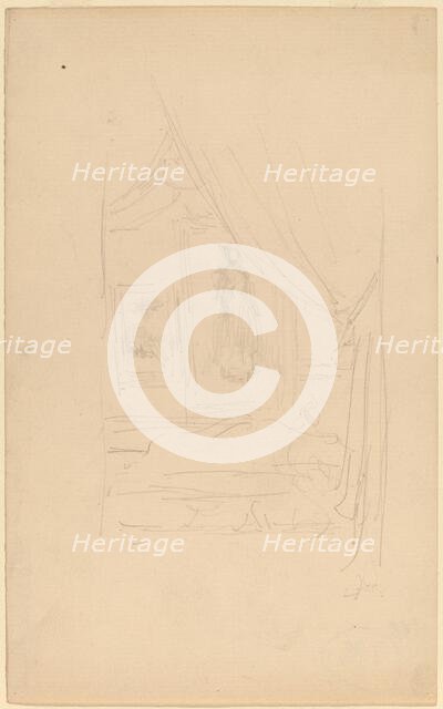 Sketch of Mrs. Godwin's Portrait when hung at the Society of British Artists, 1886/1887. Creator: James Abbott McNeill Whistler.
