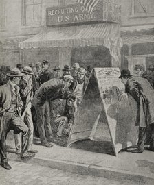 Recruiting office in New York by means of posters...,  Spanish-American War, 1898. Creator: Unknown.