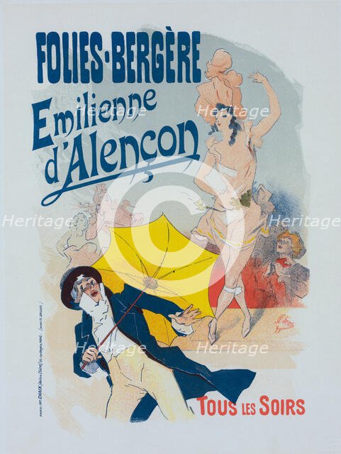Affiche pour les Folies-Bergère, "Émilienne d'Alençon"., c1898. Creator: Jules Cheret.