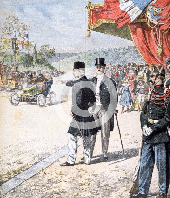 The Persian Shah Mozzafar al-Din Shah Qajar in France, 1902. Artist: Unknown