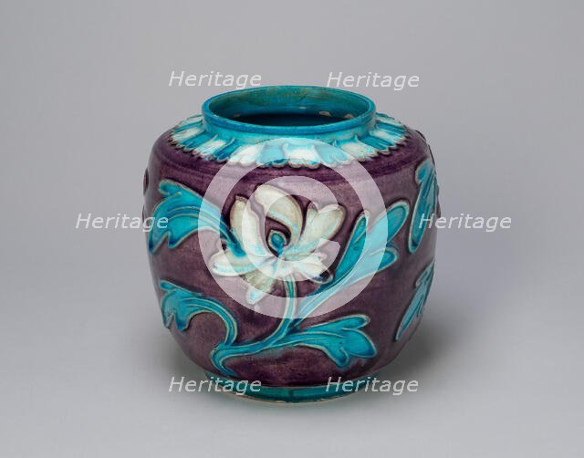 Jar with Peonies and lid, Ming dynasty (1368-1644), 16th century. Creator: Unknown.