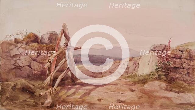 Stone Dyke and Broken Gate, c1840s. Creator: John Phillip.