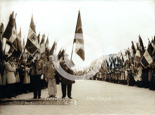 Anniversary ceremony of the liberation of Buchenwald concentration camp, Paris, 20th century. Artist: Unknown