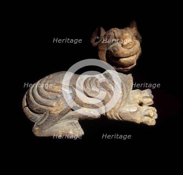 Lying Tiger. Plaque, 5th-4th century BC. Artist: Ancient Altaian, Pazyryk Burial Mounds  
