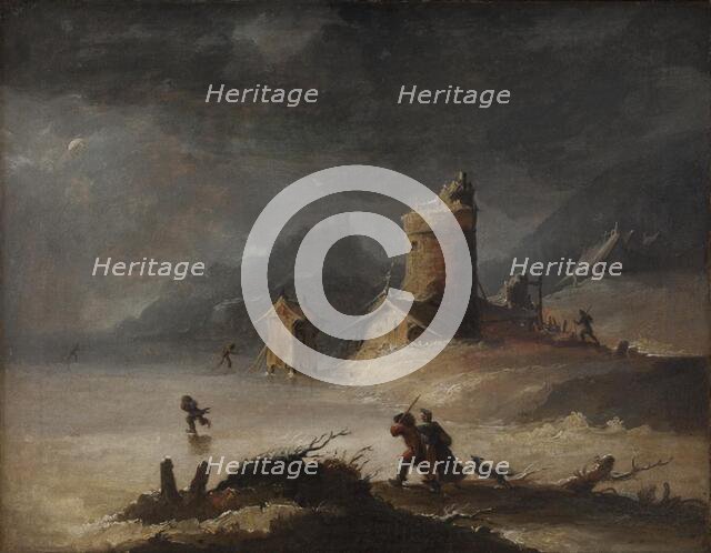 Landscape With Skaters, 1770-1779. Creator: Peter Cramer.