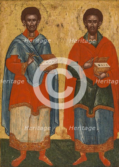 Saint Cosmas and Saint Damian, between 1500 and 1600. Creator: Cretan School.