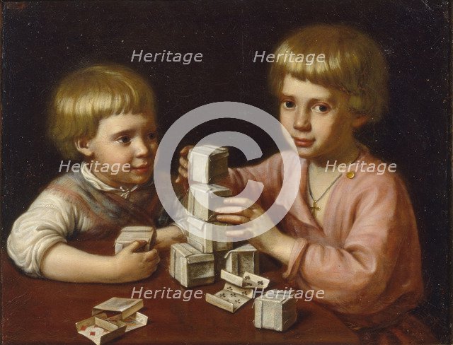 Children playing, 1837. Artist: Pavlov, Kapiton Stepanovich (1792-1852)