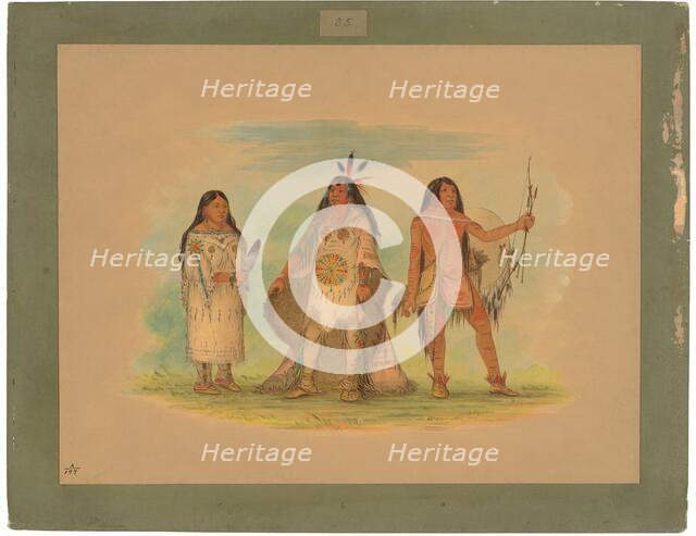 Three Minatarree Indians, 1861. Creator: George Catlin.