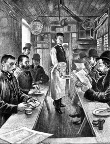 Sketches of London Cabs and Cabmen: interior of a cabmen’s shelter, 1890. Creator: P Naumann.