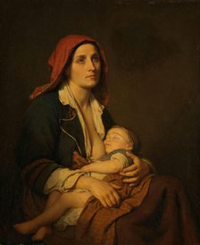 The Widow and her Child, 1853. Creator: Amalia Lindegren.