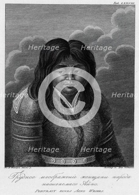 Illustration of an Ainu Woman, 1813. Creator: Jegor Skotnikoff.