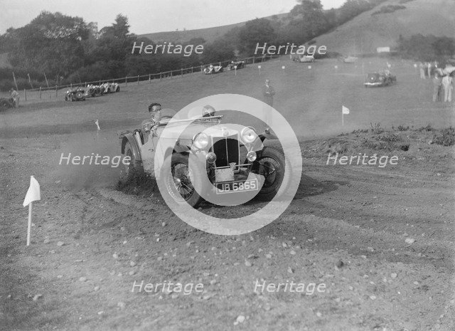 MG of L Welch of the Three Musketeers team at the Singer CC Rushmere Hill Climb, Shropshire 1935. Artist: Bill Brunell.