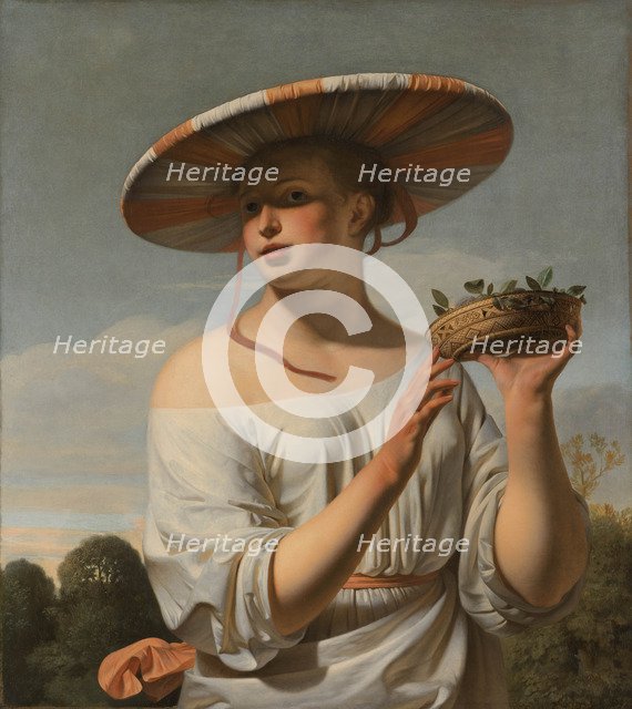 Girl with a Large Hat, 1645-1648. Artist: Everdingen, Caesar Boëtius van (1616-1678)