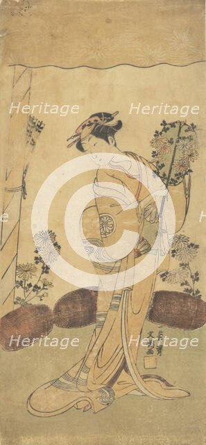 The Second Segawa Kikunojo in the Role of Reizei in "Ima-o-sakari Suehiro Genj..., 12th month, 1768. Creator: Ippitsusai Buncho.